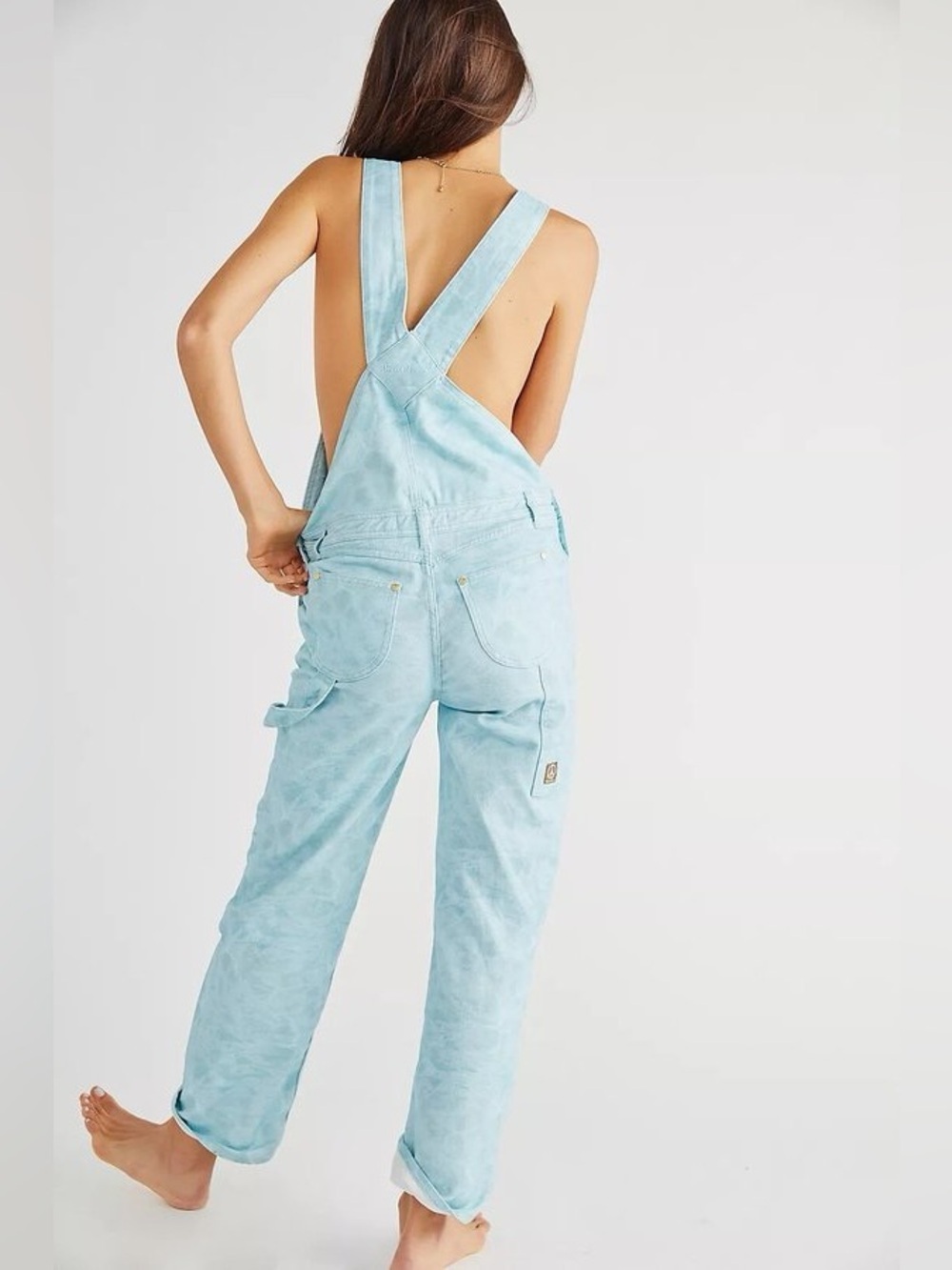 Free People House Of Sunny Overalls Women’s US Sz 4 Pure Shores Ocean Wash - Picture 9 of 13